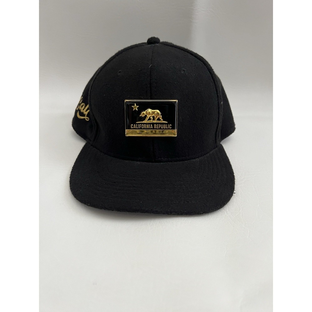 California Republic Black Gold Plaque Bear Logo Hat Cap Lids Exclusive - Picture 1 of 10